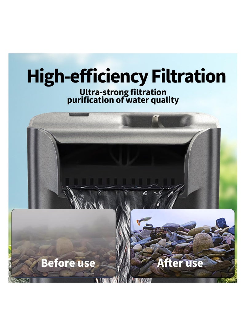 فلتر خزان السلاحف، فلتر داخلي هادئ وقابل للتعديل ثلاثي المراحل، مثالي لمستويات المياه المنخفضة والأحواض حتى 50 جالون، ممتاز للسلاحف والروبيان والضفادع (16 واط) - Image 4