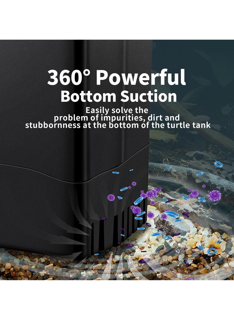 فلتر خزان السلاحف، فلتر داخلي هادئ وقابل للتعديل ثلاثي المراحل، مثالي لمستويات المياه المنخفضة والأحواض حتى 50 جالون، ممتاز للسلاحف والروبيان والضفادع (16 واط) - Image 3