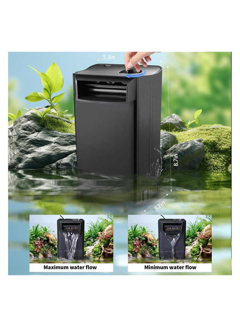 فلتر خزان السلاحف، فلتر داخلي هادئ وقابل للتعديل ثلاثي المراحل، مثالي لمستويات المياه المنخفضة والأحواض حتى 50 جالون، ممتاز للسلاحف والروبيان والضفادع (16 واط) - Image 5