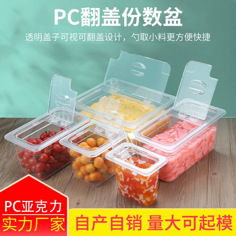 Serving Box, Portion Basin, Malatang Dish Display Box, Dish Selection, Drop-Resistant, Heat-Resistant, Transparent Plastic Pc Flip-Top Seasoning Box - Image 2