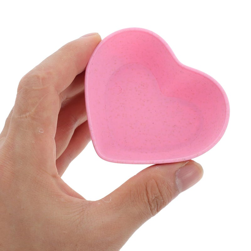 Wheat Straw Heart Shaped Mini Bowls Leaf Pattern Sauce Dipping Dishes - Image 5