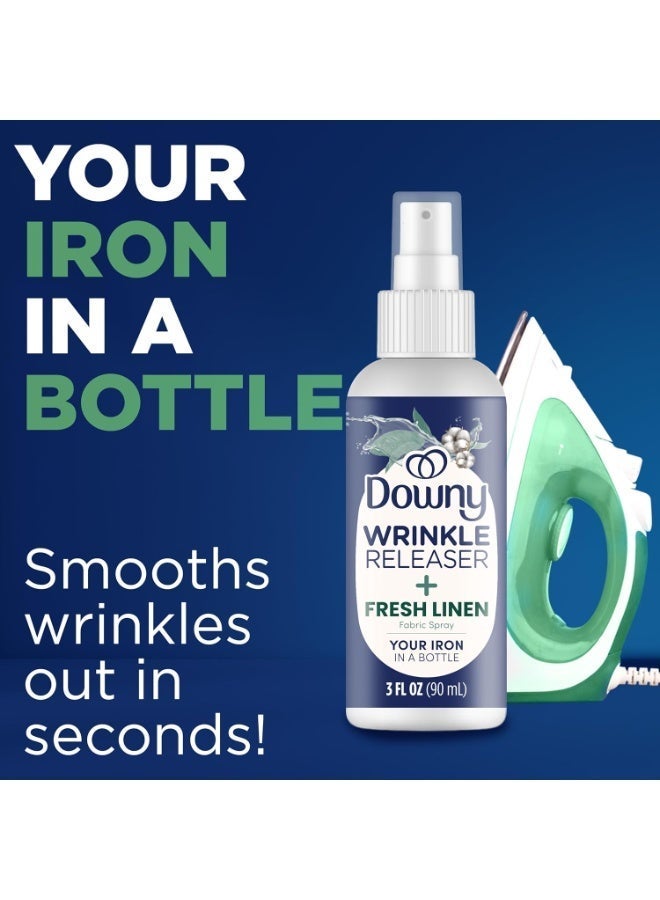 Downy Wrinkle Release Spray, Travel Size Spray, All In One Formula, Removes Wrinkles, Static and Odor Eliminator, Crisp Linen Scent, 3oz - Image 3