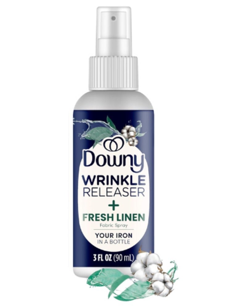 Downy Wrinkle Release Spray, Travel Size Spray, All In One Formula, Removes Wrinkles, Static and Odor Eliminator, Crisp Linen Scent, 3oz - Image 1
