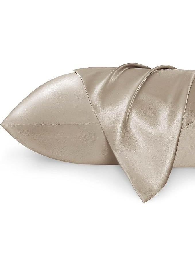 2-Pack Luxurious Mulberry Silk Pillowcases, 25 Momme Satin Weave, Hypoallergenic Solid Color Envelope Closure, Hand Wash Only, Designed for Hair and Skin,120-140gsm - Image 1