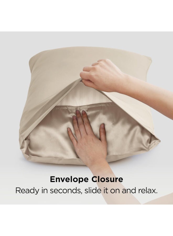 2-Pack Luxurious Mulberry Silk Pillowcases, 25 Momme Satin Weave, Hypoallergenic Solid Color Envelope Closure, Hand Wash Only, Designed for Hair and Skin,120-140gsm - Image 5