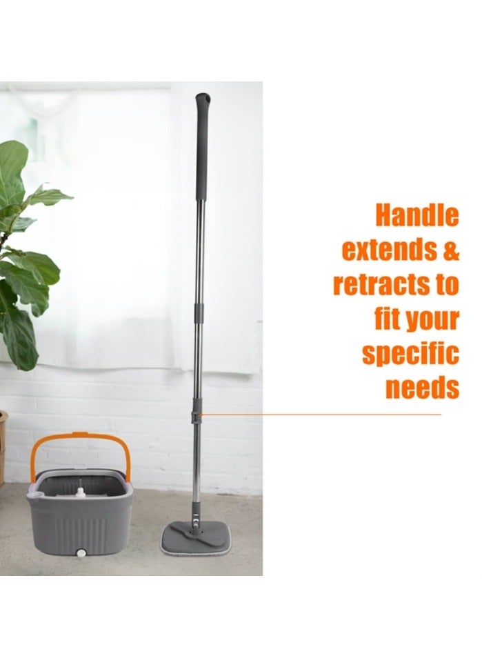AIWANTO Spin Mop & Bucket Cleaning System with 6 Reusable Microfiber Pads – 360° Rotating Head for Tile, Wood, Marble & All Floor Types - Image 2