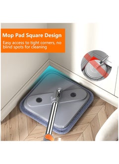 AIWANTO Spin Mop Bucket Set with 6 Reusable Mop Pads Separates Dirty and Clean Water Square Microfiber Mop for Floor Cleaning Mop Set Pads for All Types Floors  - Image 2