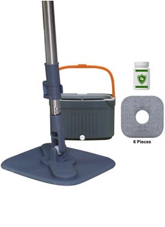 AIWANTO Spin Mop Bucket Set with 6 Reusable Mop Pads Separates Dirty and Clean Water Square Microfiber Mop for Floor Cleaning Mop Set Pads for All Types Floors  - Image 1