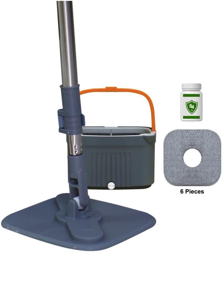 AIWANTO Spin Mop Bucket Set with 6 Reusable Mop Pads Separates Dirty and Clean Water Square Microfiber Mop for Floor Cleaning Mop Set Pads for All Types Floors  - Image 1