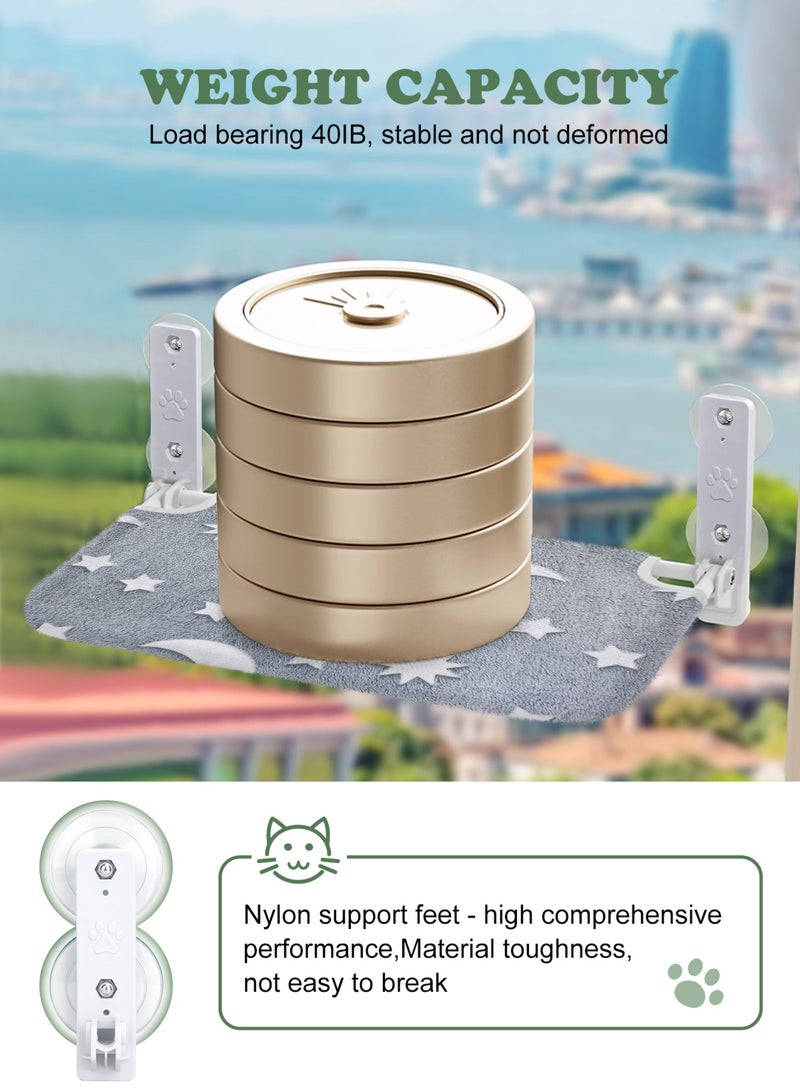 أوربازار أرجوحة قطط قابلة للطي للنافذة - لاسلكية، سرير مبطن مدمج قابل للغسل في الغسالة، إطار معدني قوي - مجثم نافذة للقطط الكبيرة والقطط الصغيرة (لعبة عصا قطط إضافية) - Image 3