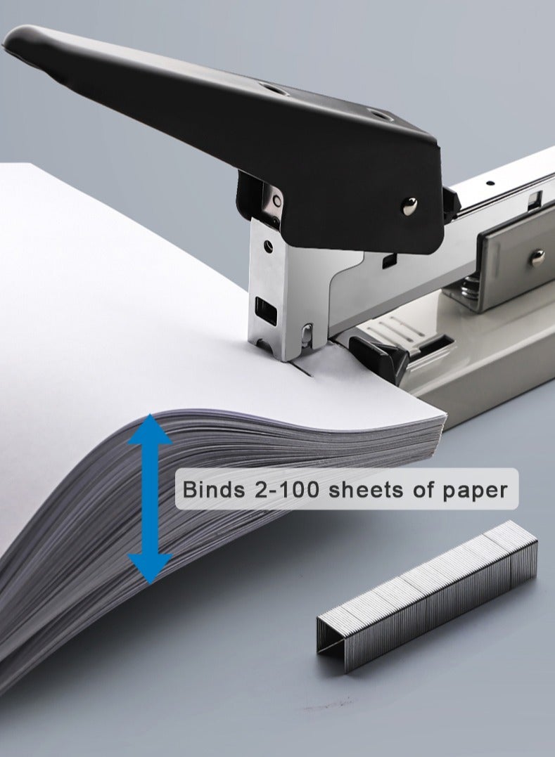 Generic Huachi Heavy Duty Stapler，Large size labor-saving stapler can staple 100 pages once a time (Black/Grey)  - Image 4