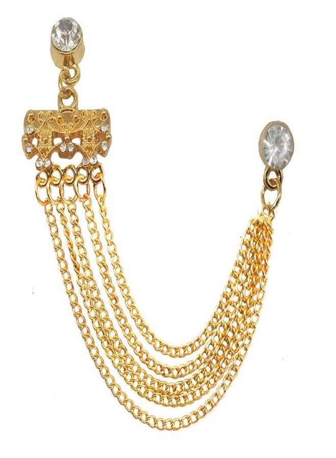 Sullery Crystal King Crown Brooch Gold Alloy Brass Crystal Brooch For Men And Women - Image 1