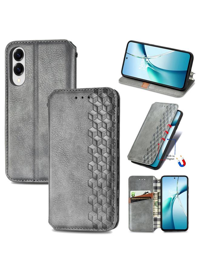 اس-توب جراب لهاتف Samsung Galaxy S25 Edge 5G جراب هاتف جلدي مغناطيسي مضغوط بشبكة مكعبة - Image 1