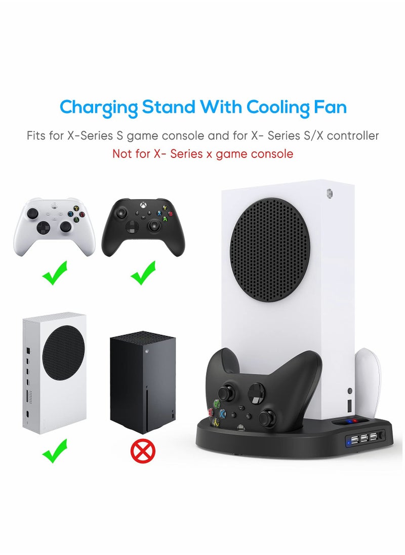 Vertical Charging Stand for Xbox Series S Controllers with Cooling Fan, LED Indicator, and 3 USB Hubs