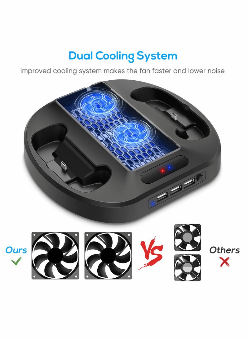 Vertical Charging Stand for Xbox Series S Controllers with Cooling Fan, LED Indicator, and 3 USB Hubs