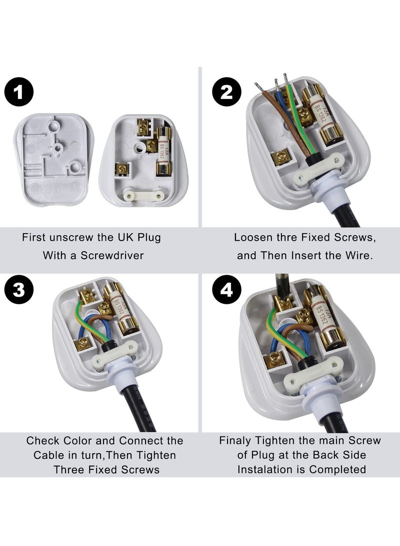 SYOSI SYOSI 3 Pin UK Plug 13A Fused 250V Mains Plugs, UK Mains Plug for 13A 250V Black 3 Pin Plug 50-60 Hz (2Pcs)  - Image 4