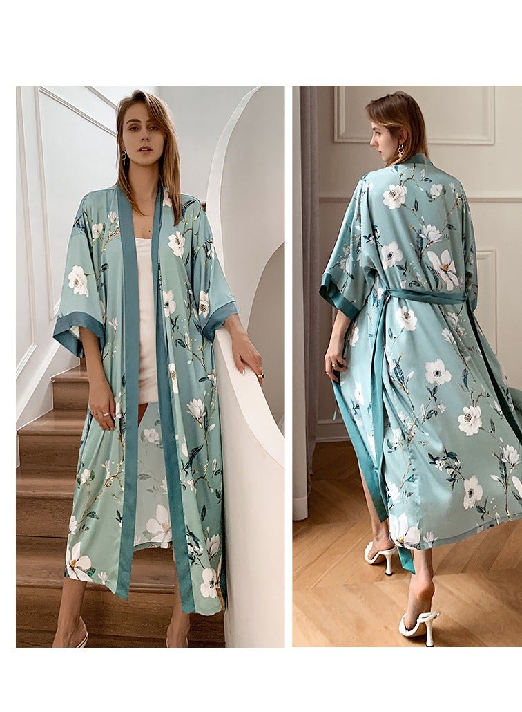 Tie Up Long Sleeved Sleeping Bathrobe Can Be Used As A Wedding Morning Gown Or Home Outfit  - Image 4