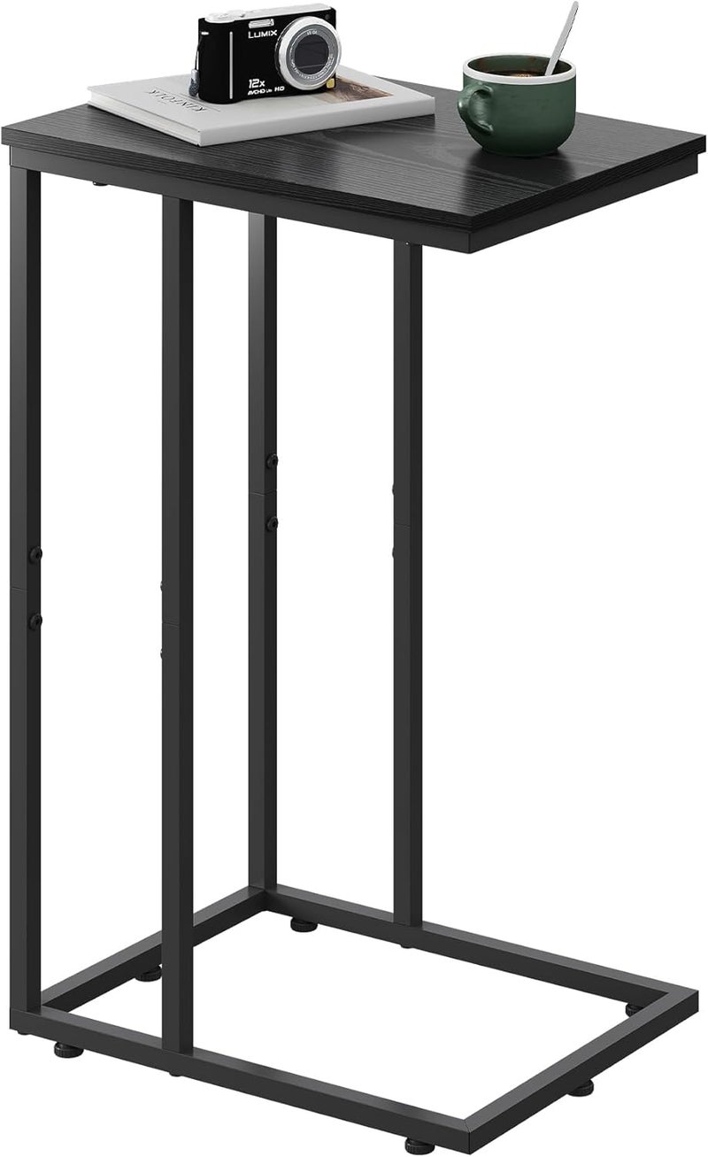 Wlive Snack Side Table, C Shaped End Table for Sofa Couch and Bed, Black - Image 1