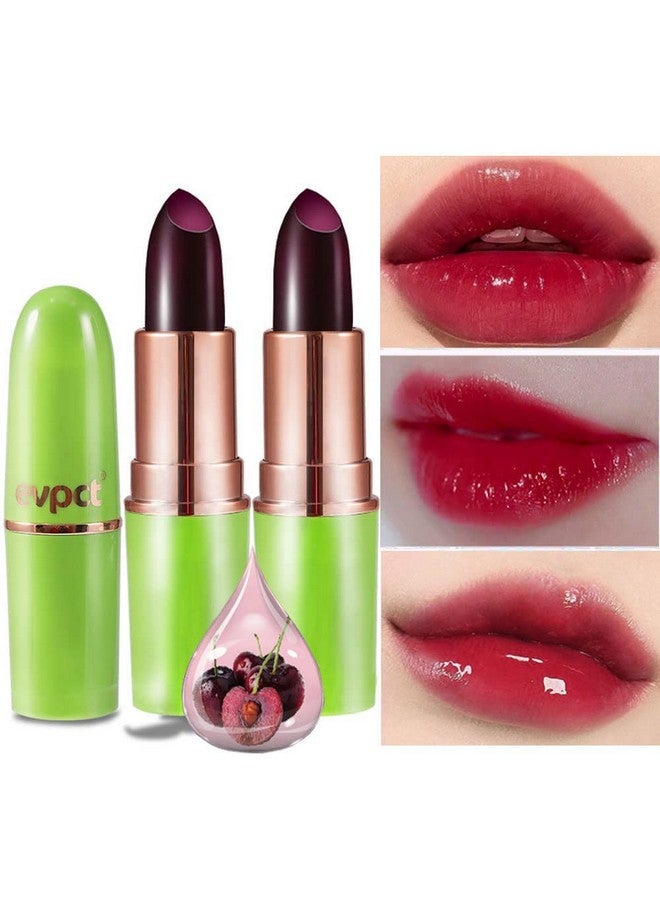 evpct 2Pcs Black Red Cherry Color Changing Magic Lipstick Tinted Lip Balm Stain Gloss Set Ph Lazy Lipstick Waterproof Color Change Changing Jelly Lipstick Labiales Magicos Mate 24 Horas Originales - Image 1