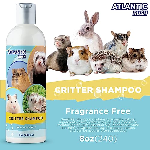 Atlantic Rush Critter Shampoo for Small Pets -Small Animal Fragrance & Detergent Free Shampoo - Sensitive Skin Shampoo for Ferrets, Guinea Pigs, Rabbits, Hedgehogs, Hamsters & Sugar Gliders (8 oz Fragrance Free) - Image 3
