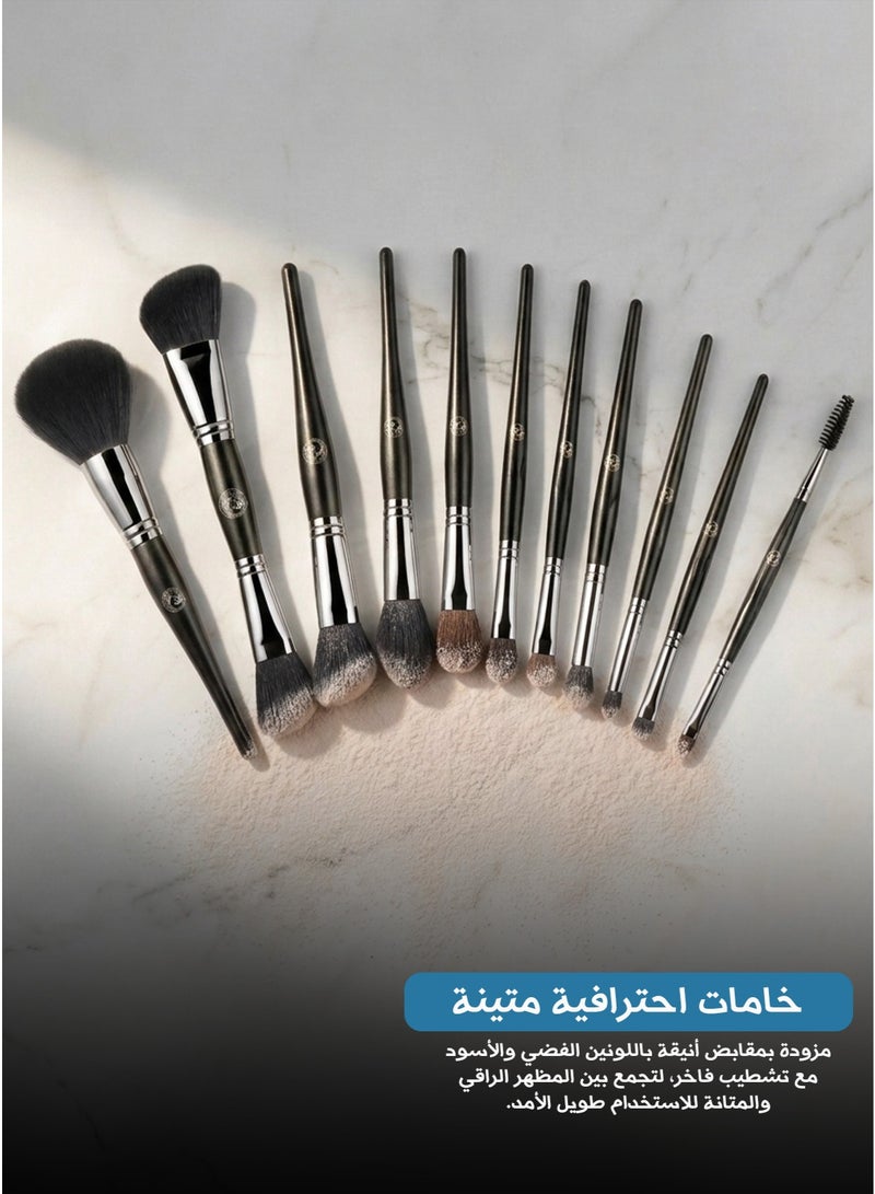 ماستر سيريز مجموعة فرش المكياج الاحترافية "ماستر سيريز" – 12 قطعة بتصميم مريح وفاخر - Image 5