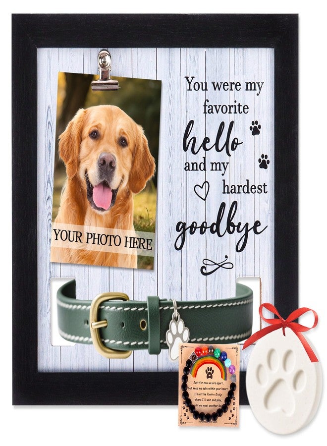 Dmnnlp Pet Memorial Frame with Collar Holder, Pet Memorial Gifts for Dogs with Pet Paw Print & Bracelet, Remembrance Picture Frame for Beloved Pets - Image 1