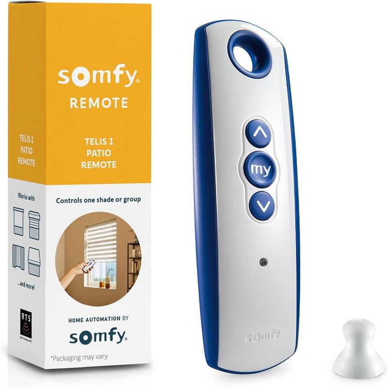 سومفي 1 Somfy Telis 1 RTS ريموت الفناء - قناة واحدة - إضافة أو بديل محمول باليد - رائع للستائر والظلال الخارجية - وظيفة My Function قابلة للتخصيص - لمسة نهائية أنيقة باللونين الأزرق والرمادي #1810643 - Image 1