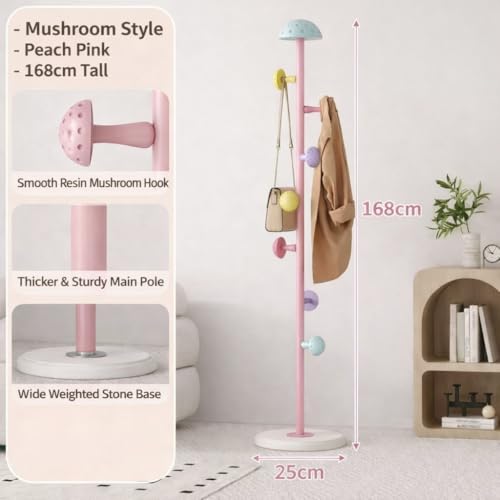 Home-Cloud HomeCloud Heavy-Duty Steel Coat Hanging Stand for Home & Boutiques-Freestanding Clothes Hanger Rack for Coats, Jackets, Hats, Bags & Daily Garments (Pink) - Image 3