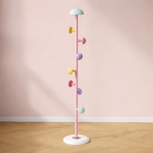 Home-Cloud HomeCloud Heavy-Duty Steel Coat Hanging Stand for Home & Boutiques-Freestanding Clothes Hanger Rack for Coats, Jackets, Hats, Bags & Daily Garments (Pink) - Image 1