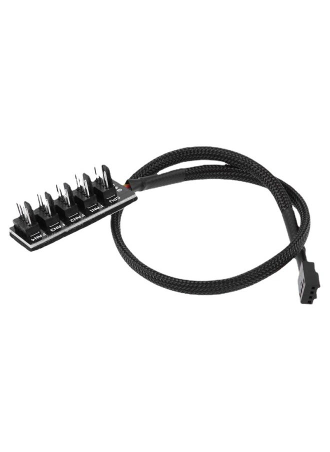 Generic - Computer CPU 4PIN PWM 1 Minute 3 Patch Cord Snakeskin Network Cable 30cm Cooling Fan Patch Cord-Color:D Port To 4 Fan Interfaces (normal) - Image 1
