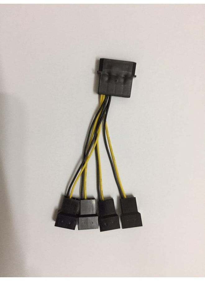 Generic - Computer CPU 4PIN PWM 1 Minute 3 Patch Cord Snakeskin Network Cable 30cm Cooling Fan Patch Cord-Color:D Port To 4 Fan Interfaces (normal) - Image 1