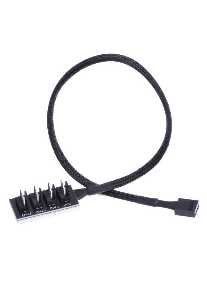 Generic - Computer CPU 4PIN PWM 1 Minute 3 Patch Cord Snakeskin Network Cable 30cm Cooling Fan Patch Cord-Color:D Port To 4 Fan Interfaces (normal) - Image 1