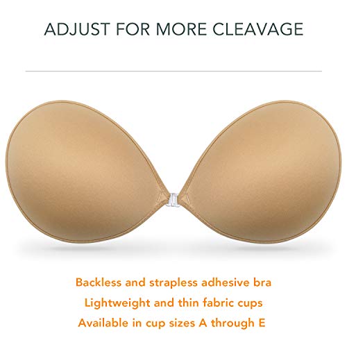 Wingslove Adhesive Bra Reusable Strapless Self Silicone Push-up Invisible Sticky Bras for Backless Dress (Beige,B) - Image 3