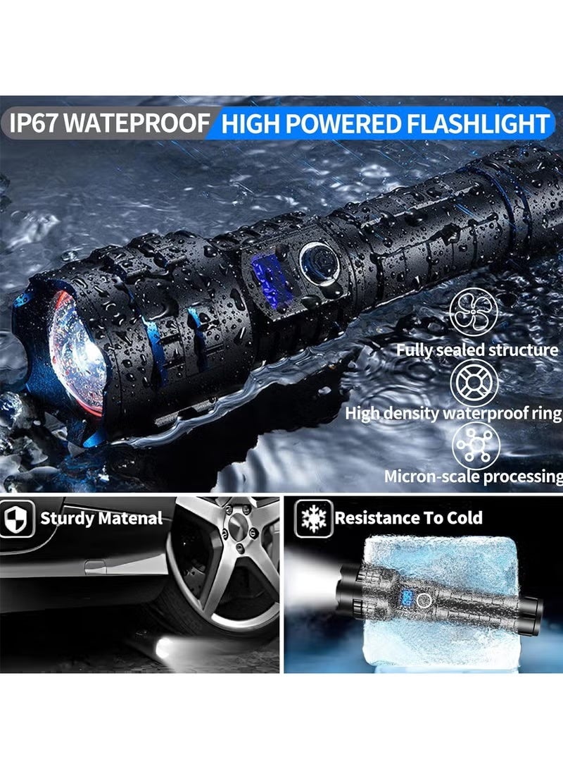 Rechargeable Strong Light P70 Flashlight Aluminum Alloy Outdoor Portable Telescopic Zoom Long-Range LED Flashlight, Rechargeable Flashlight High Lumens Xhp99 990000 Lumens Brightest LED Tactical Flashlight Ultra Bright High-Power Flashlight, Used for Emergency Hiking with a Powerful Handheld Flashlight - Image 3