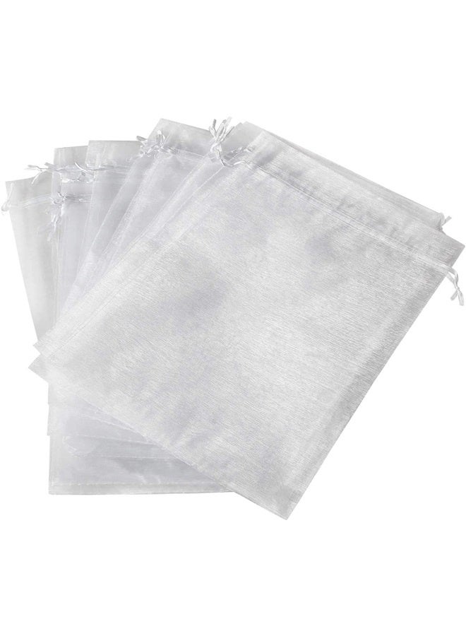 20 Pcs White Organza Bags Large, 20 x 30 cm Drawstring Gift Bags Mesh Jewelry Pouches for  Wedding Shower Party Favours - Image 1