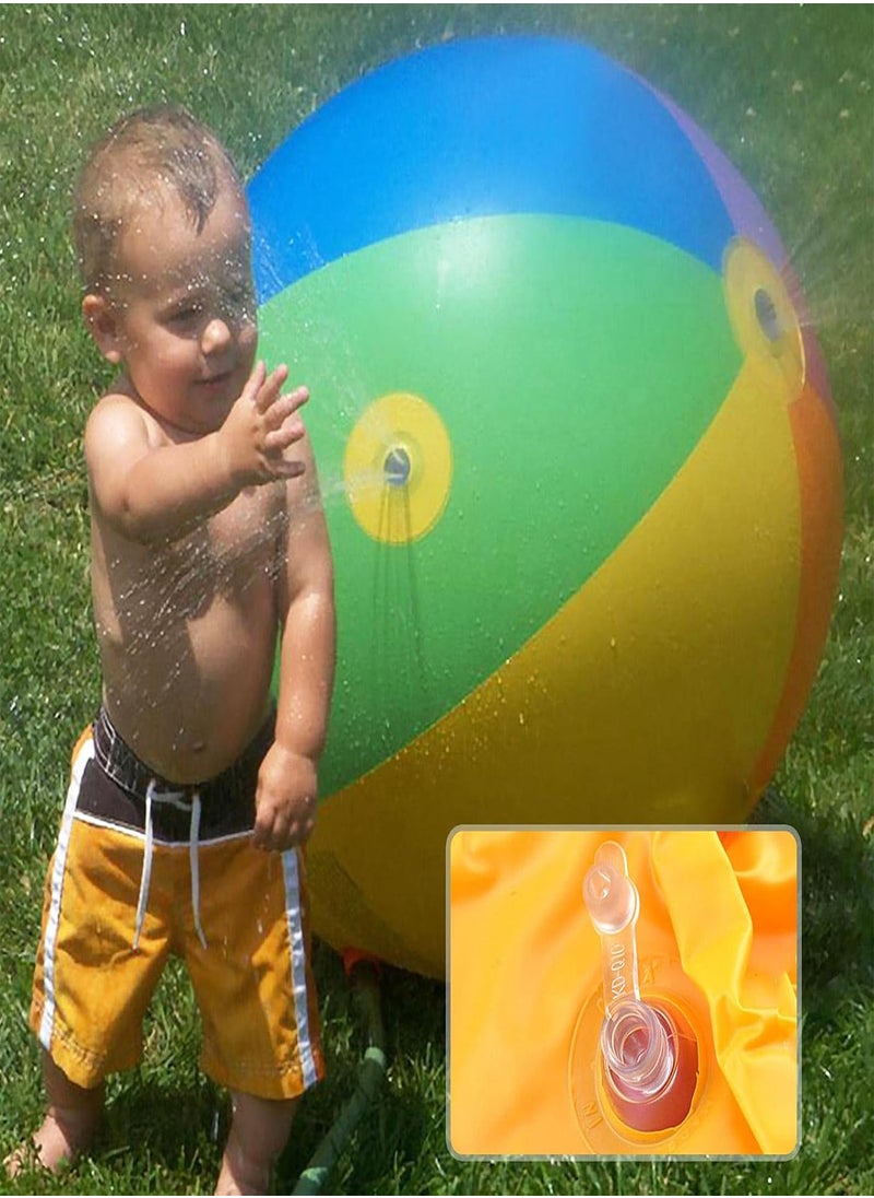 GGOOT - Sprinkler for Kids Toddler Water Toys | Rainbow Color Inflatable Beach Ball Splash and Spray | Thickened Splash Ball Inflatable Water Sprinkler Toys for Outdoor Backyard Yard Lawn - Image 1