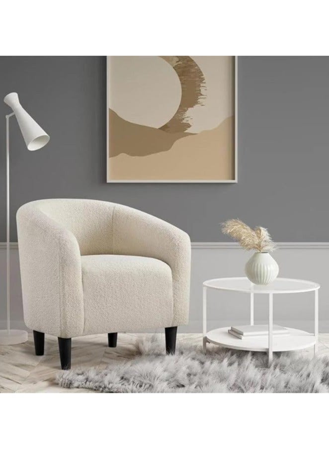 Poppins Home Poppins HOME Wooden Twist Boucle Fabric Lounge Chair 71X66X73Cm Beige  - Image 1