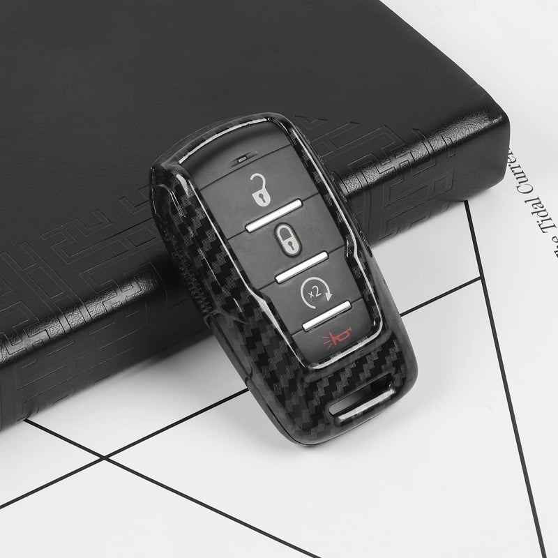 RAZPOY for RAM Key Fob Cover, Carbon Fiber Remote Control Cover Smart Key Protector Key Case Shell Holder for 2018-2022 Dodge RAM 1500 2500 3500 Accessories, ABS - Image 2