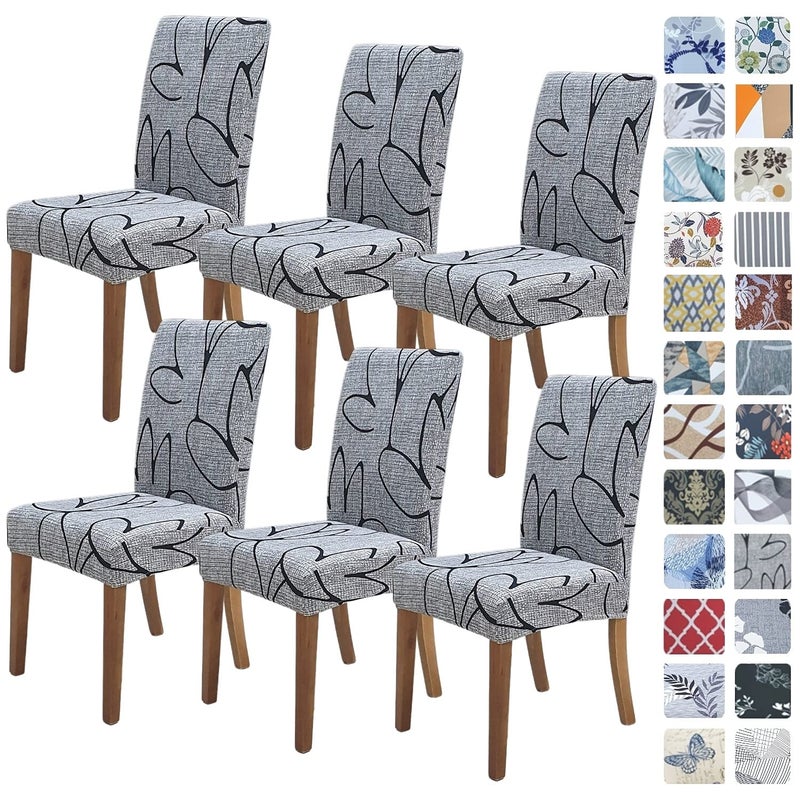 SPRINGRICO SPRINGRICO Chair Covers for Dining Room 6 Pack Stretch Dining Chair Cover Washable Spandex Kitchen Parsons Chair Slipcovers Removable Seat Protector for Home or Party Set of 6 Lotus Gray 