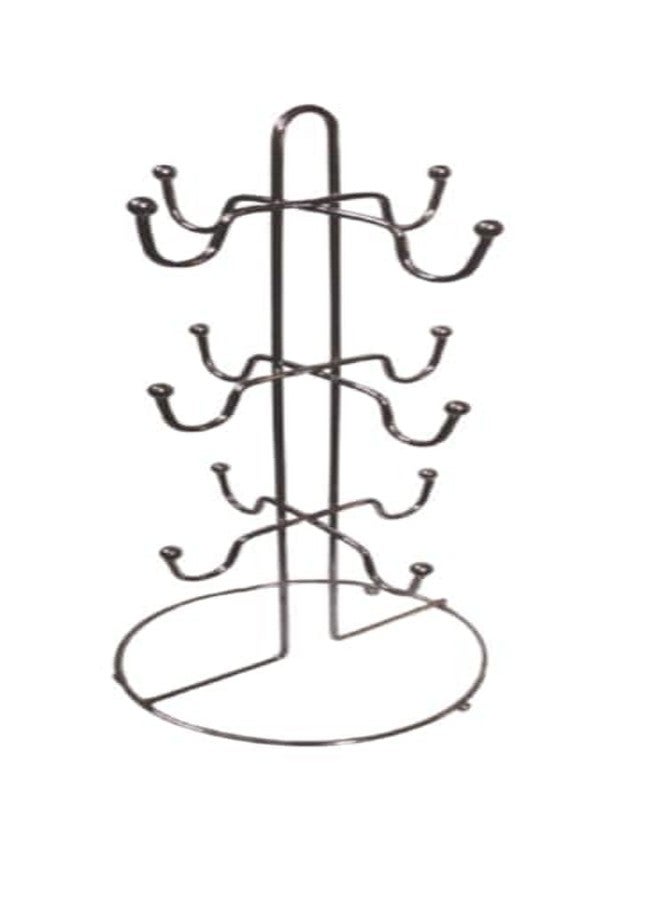 Aatisons Tea Cup Stand Coffee Cup Holder for Modular Kitchens Stainless Steel V Shape Cup Stand Pieces Medium (Color: Silver,12 Cups Stand) Pack of 1