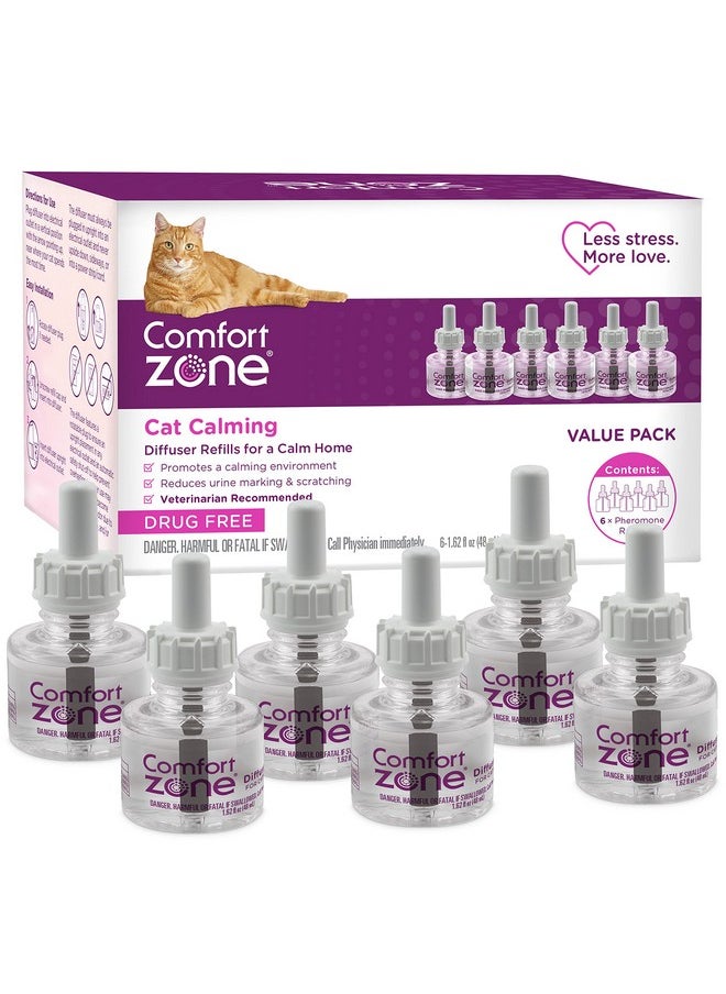 Comfort Zone COMFORT ZONE 6 Pack Cat Calming Diffuser Refills; 30-day Refills; Pheromones Help Cat Anxiety  - Image 1