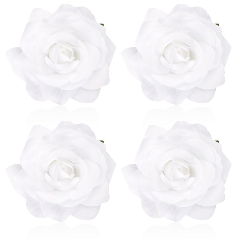 White Rose Hair Clip Flower Rose Clips for Hair Floral Hair Pins Rose Flower Brooch Mexican Decorative Headpieces for Women Girls Bridal Wedding Hair Accessories