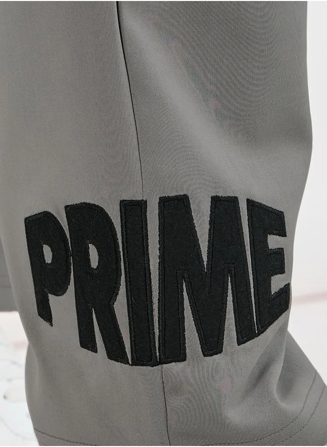 Styli Relaxed Fit Open Hem Embroidered Joggers