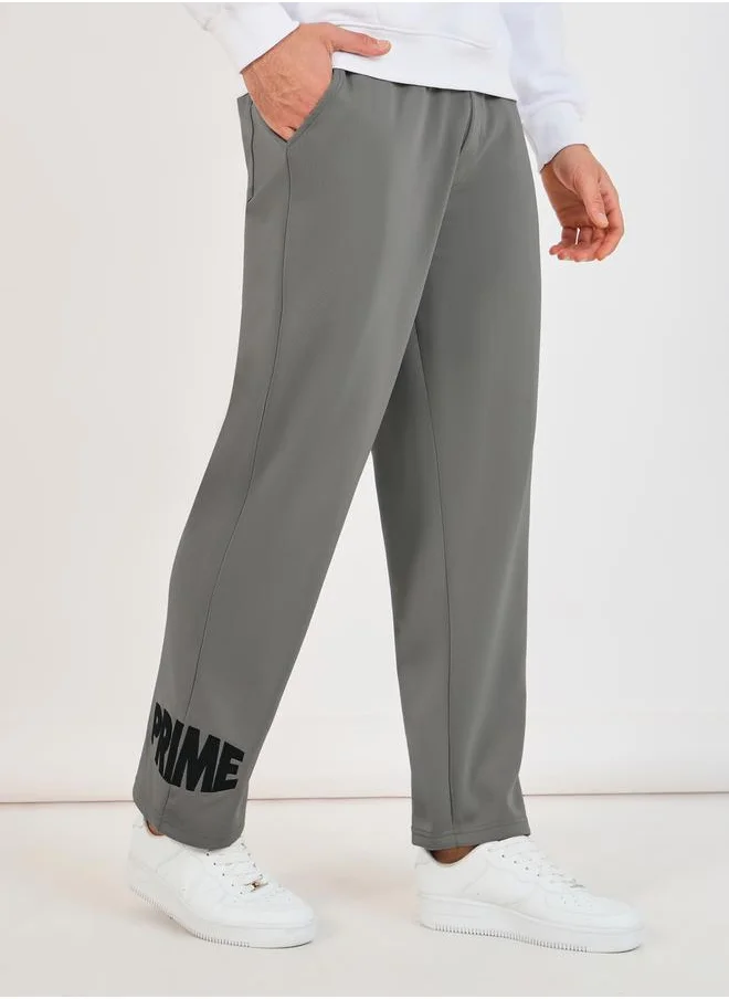 Styli Relaxed Fit Open Hem Embroidered Joggers