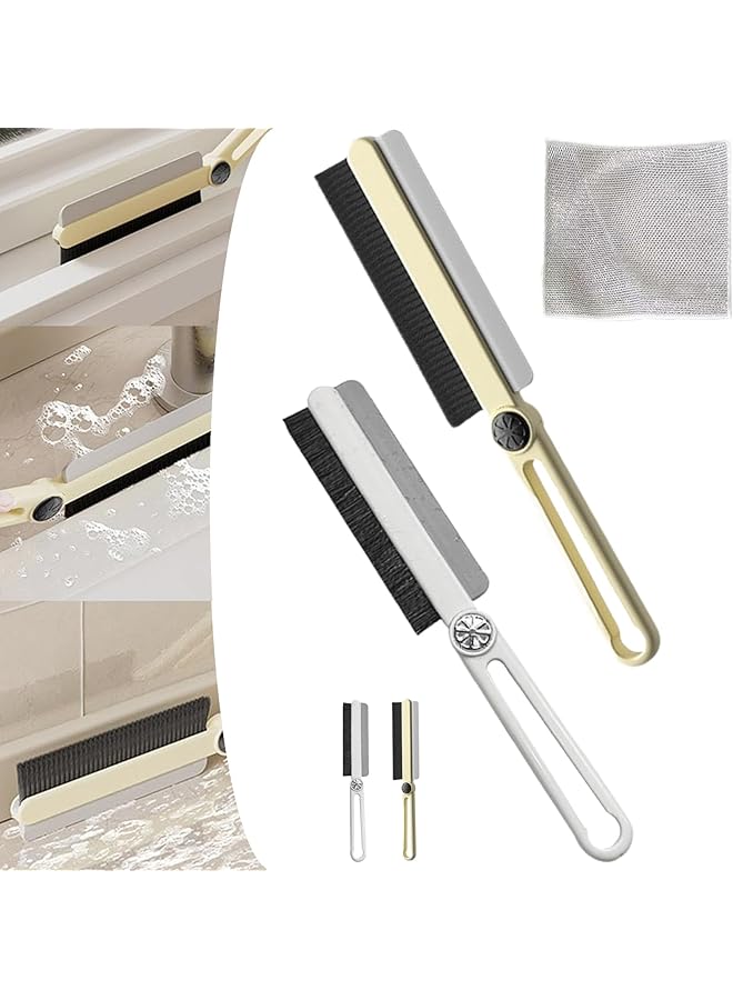 promass Multi-Function Rotating Crevice Cleaning Brush, Hard Bristle Crevice Cleaning Brushes with Scraper, Bathroom Gap Brush, Household Rotating Crevice Cleaning Tool (2pcs) - Image 1