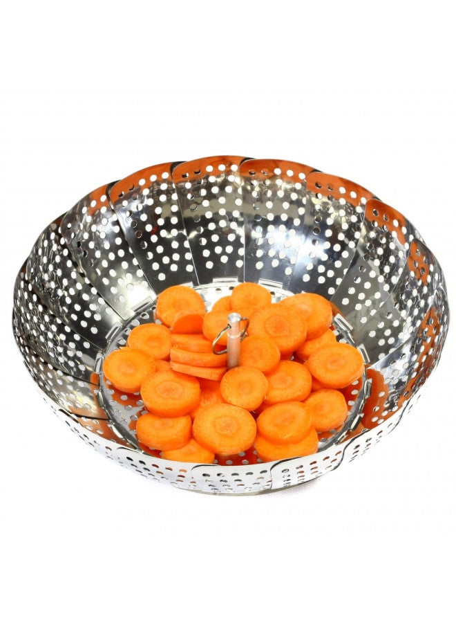 Chef Craft Classic Steamer Basket, 6 inch Diameter 9.5 inch Expanded, Stainless Steel - Image 3