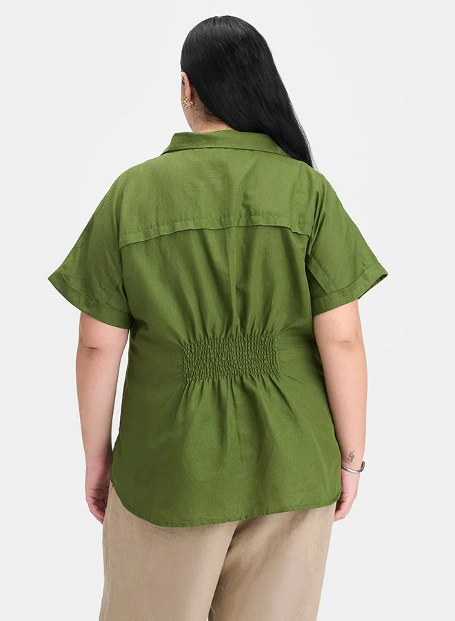 Virgio  VIRGIO Linen D-Ring Utility Collared Top  | Best Price UAE