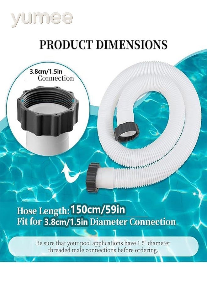 yumee Replacement Pool Hose 150cm/59 Inch, 3.8cm/1.5 Inch Diameter Compatible with Intex & Coleman Above Ground Pools Ideal for Pump Filter & Shower Use - Image 2