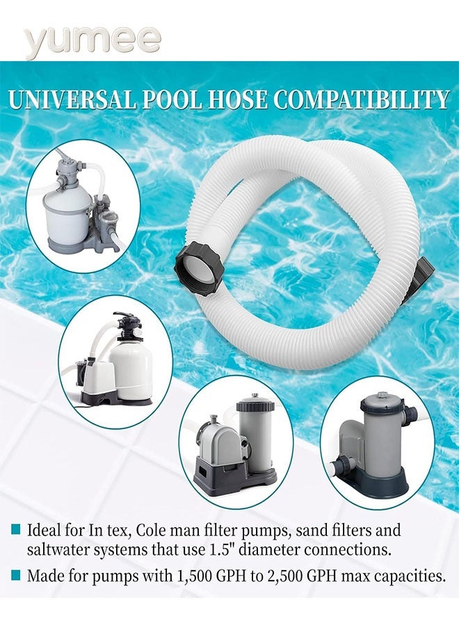 yumee Replacement Pool Hose 150cm/59 Inch, 3.8cm/1.5 Inch Diameter Compatible with Intex & Coleman Above Ground Pools Ideal for Pump Filter & Shower Use - Image 4