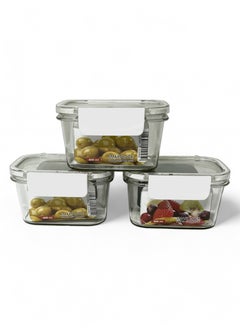 Phoenix Acrylic Refrigerator Food Container,Food box Set of 3 Pieces with Airtight Lock - Clear Silicone Sides 3 * 400ml White  - Image 1